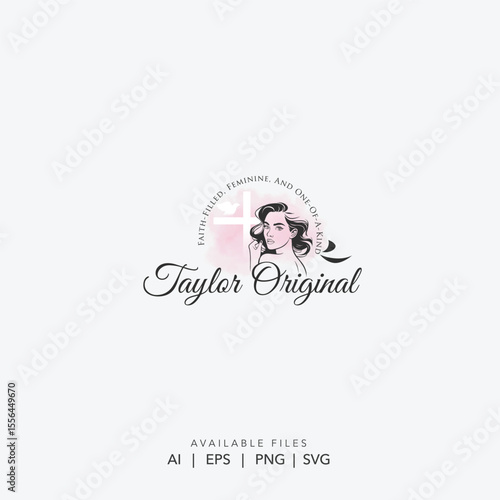 Elegant Vintage Taylor Original Logo, A Stylish Woman Portrait and Script Font for Beauty Salons and Boutiques