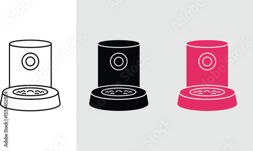 Automatic pet feeder dispenser gravity food bowl for dog cat pet supplies vector illustration editable stock vector illustration