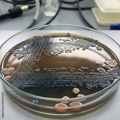 Microbial Growth on Agar Plate A Blurred View