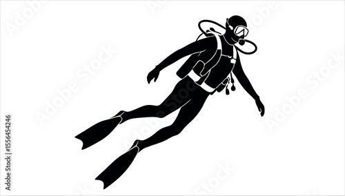 A Silhouette of a diver
