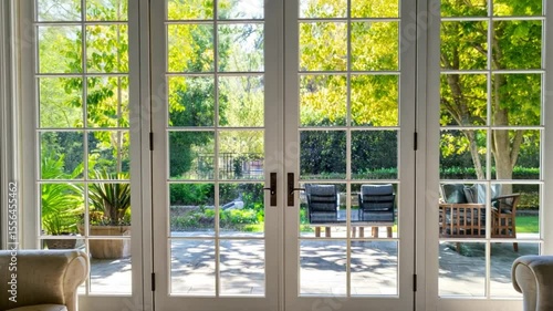 French Doors Opening to a Lush Garden