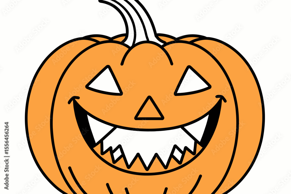 Fototapeta premium Cute Cartoon Pumpkin for Halloween-Festive Jack-o-Lantern Illustration-Spooky Season Clip Art-Ideal for Kids Crafts and Decorations