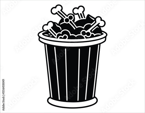 Food Waste Trash Bin Solid Icon