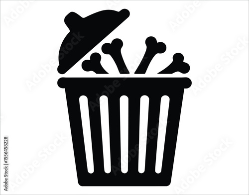 Organic Waste Bin with Bones Vector