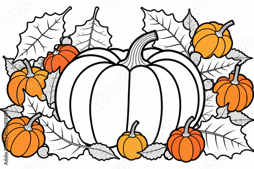 Pumpkin Patch Coloring Page- Fall Harvest Season Printable Art- Creative Thanksgiving Activity for Kids and Adults- Downloadable Pumpkin Design