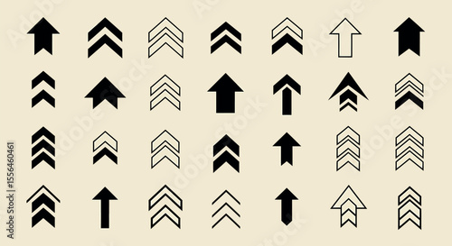 Collection of Upward Arrows Vector Icons and Graphic Elements