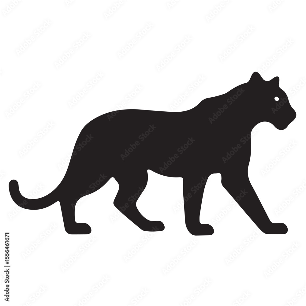 Obraz premium Minimal Black Panther Logo Design, Silhouette Style Vector Graphic, Modern Minimalist Panther Icon for Branding and Logo Projects 