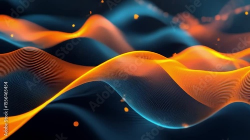 Abstract Orange and Blue Wave Energy Flow