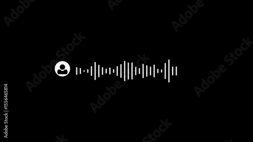 colling icon with user icon and audio waves. Animated visualization of audio sound waves surrounding a person icon against a black background.