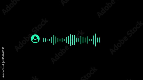 colling icon with user icon and audio waves. Animated visualization of audio sound waves surrounding a person icon against a black background.
