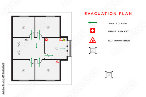 evacuation plan. fire evacuation diagram. vector