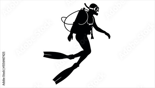 A Silhouette of a scuba diver
