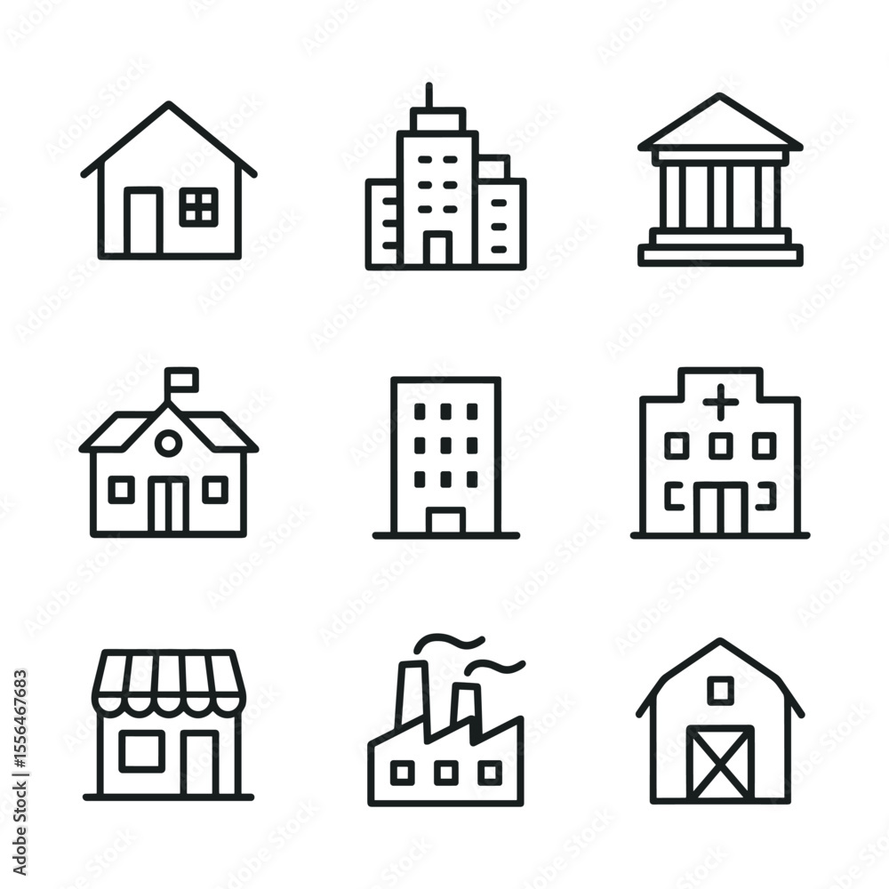 Construction and building vector icons. Outline symbols. Line design Construction and building vector icons. Outline symbols. Line design