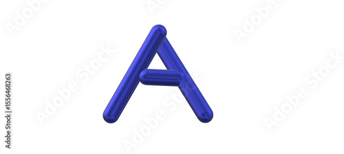 3D Render of Letter A Bold Blue Balloon-Style Alphabet