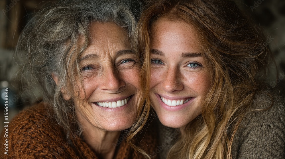 Close-Up Portrait of Smiling Mother and Daughter Close-Up Portrait of Smiling Mother and Daughter