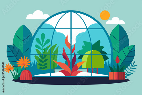 vector illustration of a tree in a cage