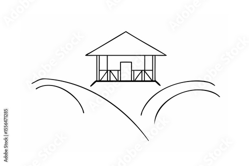 Simple hut on rolling hills shelter dwelling