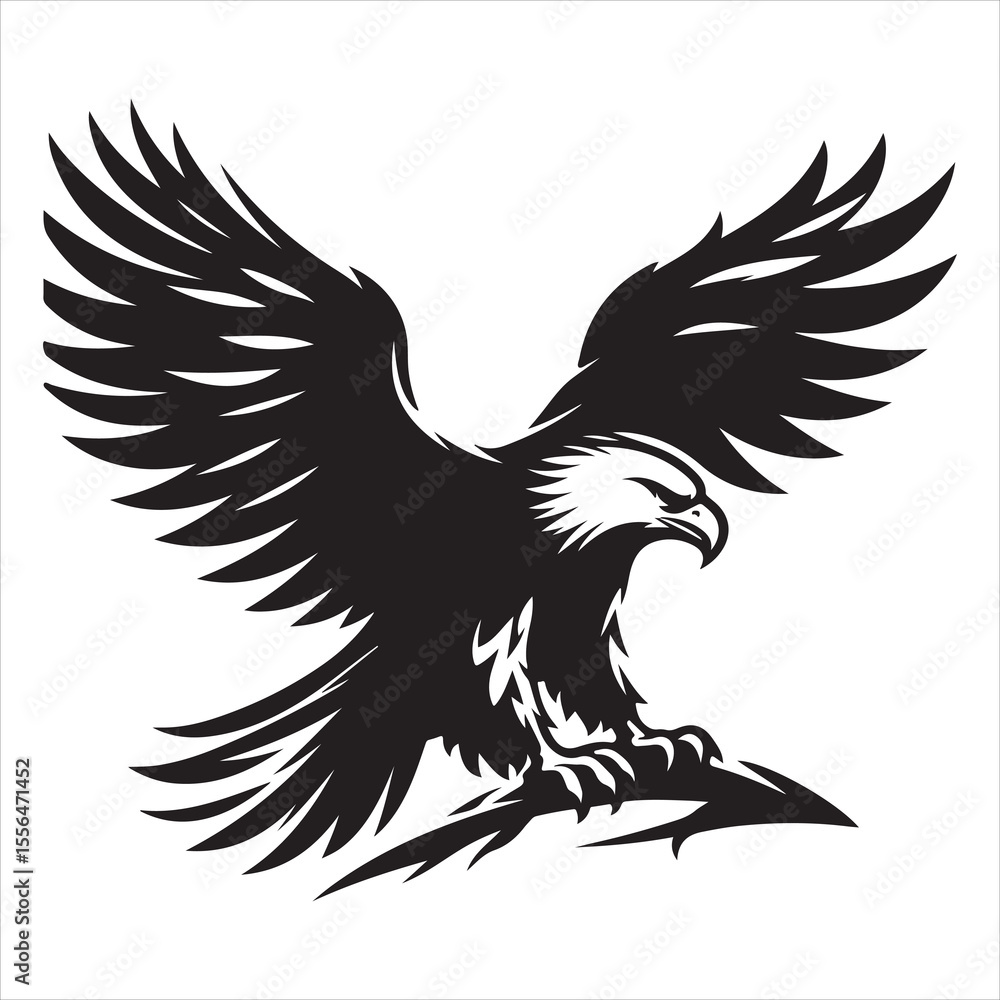 Fototapeta premium siting eagle Silhouette Vector Art, and Graphic, vector black color silhouette 