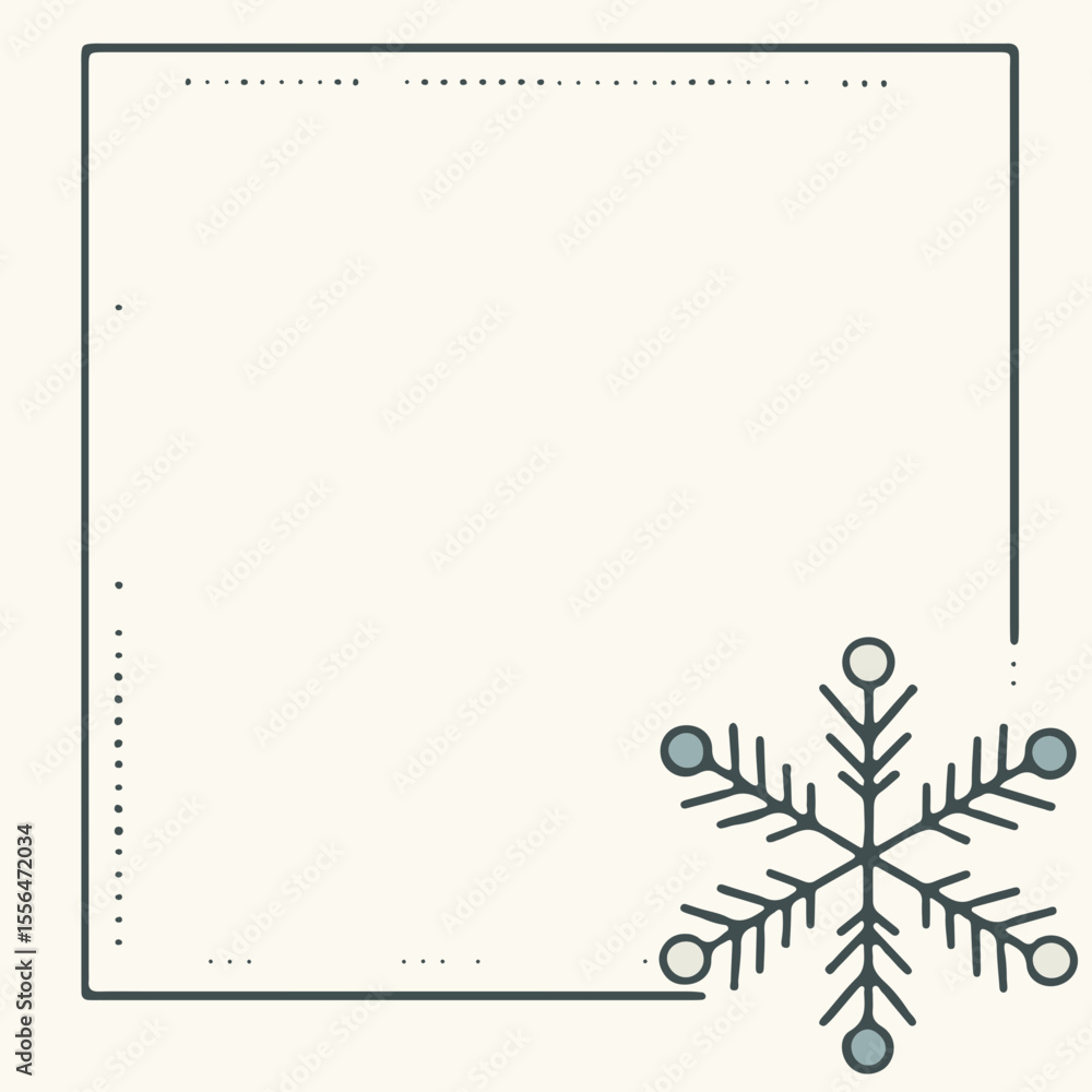 Obraz premium Minimalist winter snowflake frame design with blank space 