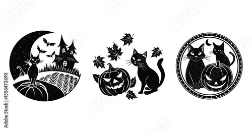 Halloween witch flying on broomstick holding a pumpkin, vector cartoon illustration.

