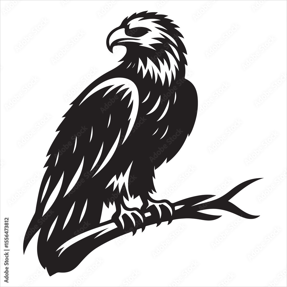 Fototapeta premium siting eagle Silhouette Vector Art, and Graphic, vector black color silhouette 