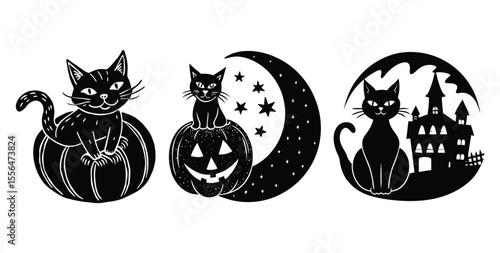 Halloween witch flying on broomstick holding a pumpkin, vector cartoon illustration.

