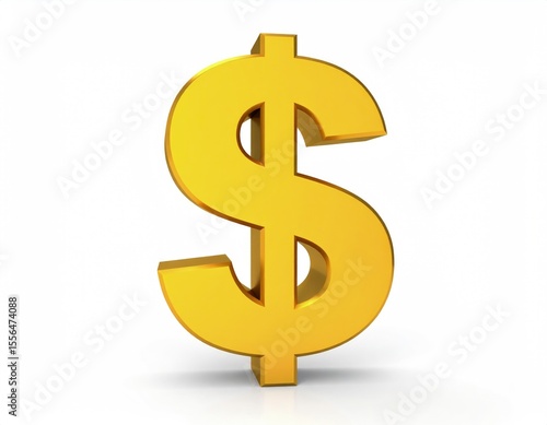 Gold dollar sign on white background