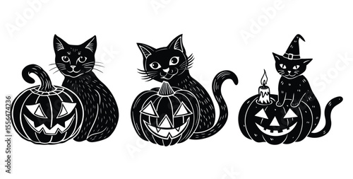 Halloween witch flying on broomstick holding a pumpkin, vector cartoon illustration.

