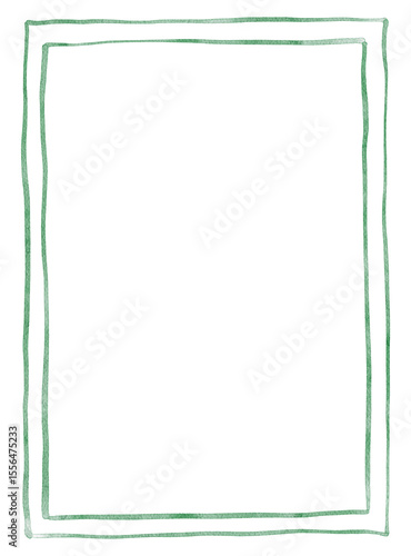 Hand draw watercolor green frame. Minimalist illustration .