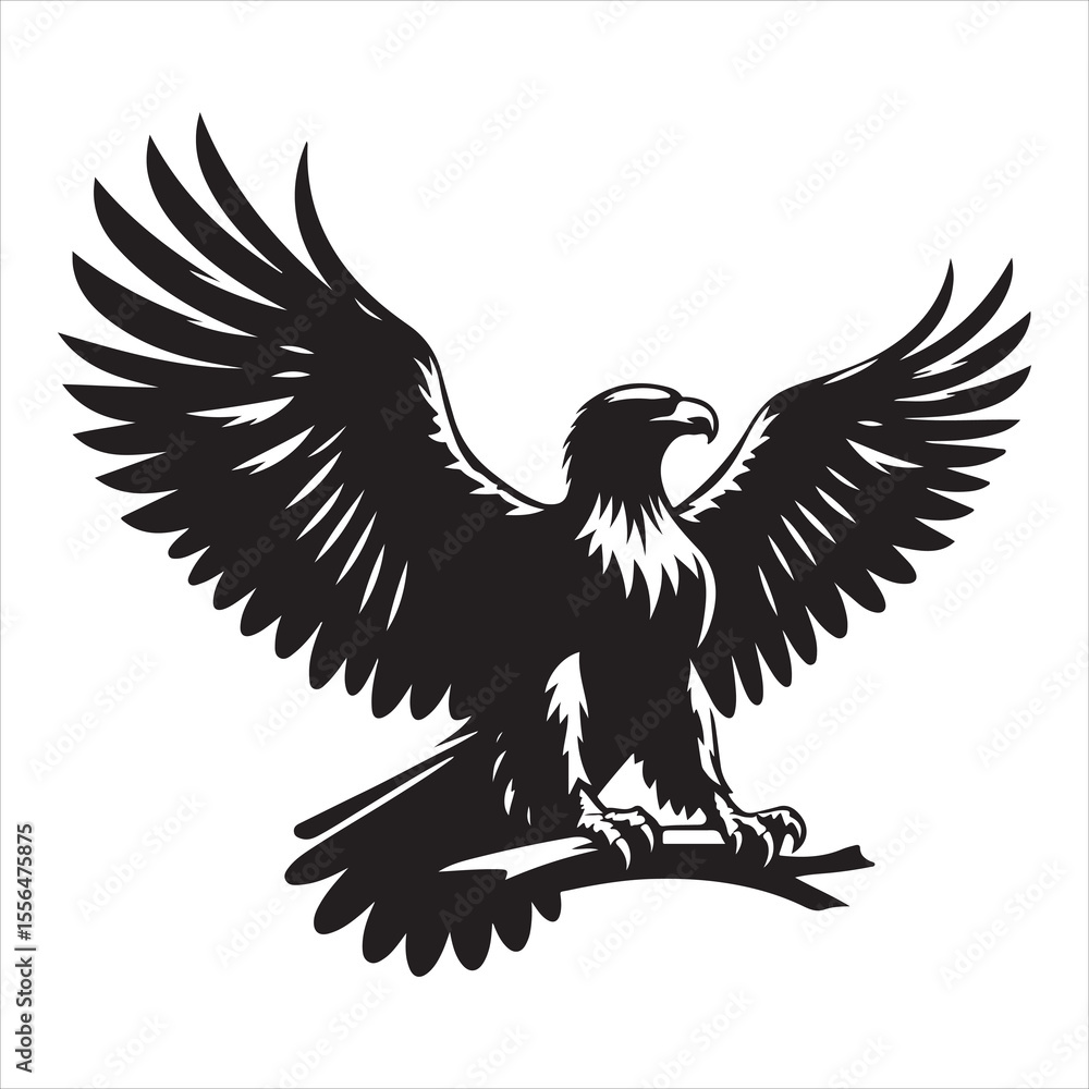 Fototapeta premium siting eagle Silhouette Vector Art, and Graphic, vector black color silhouette
