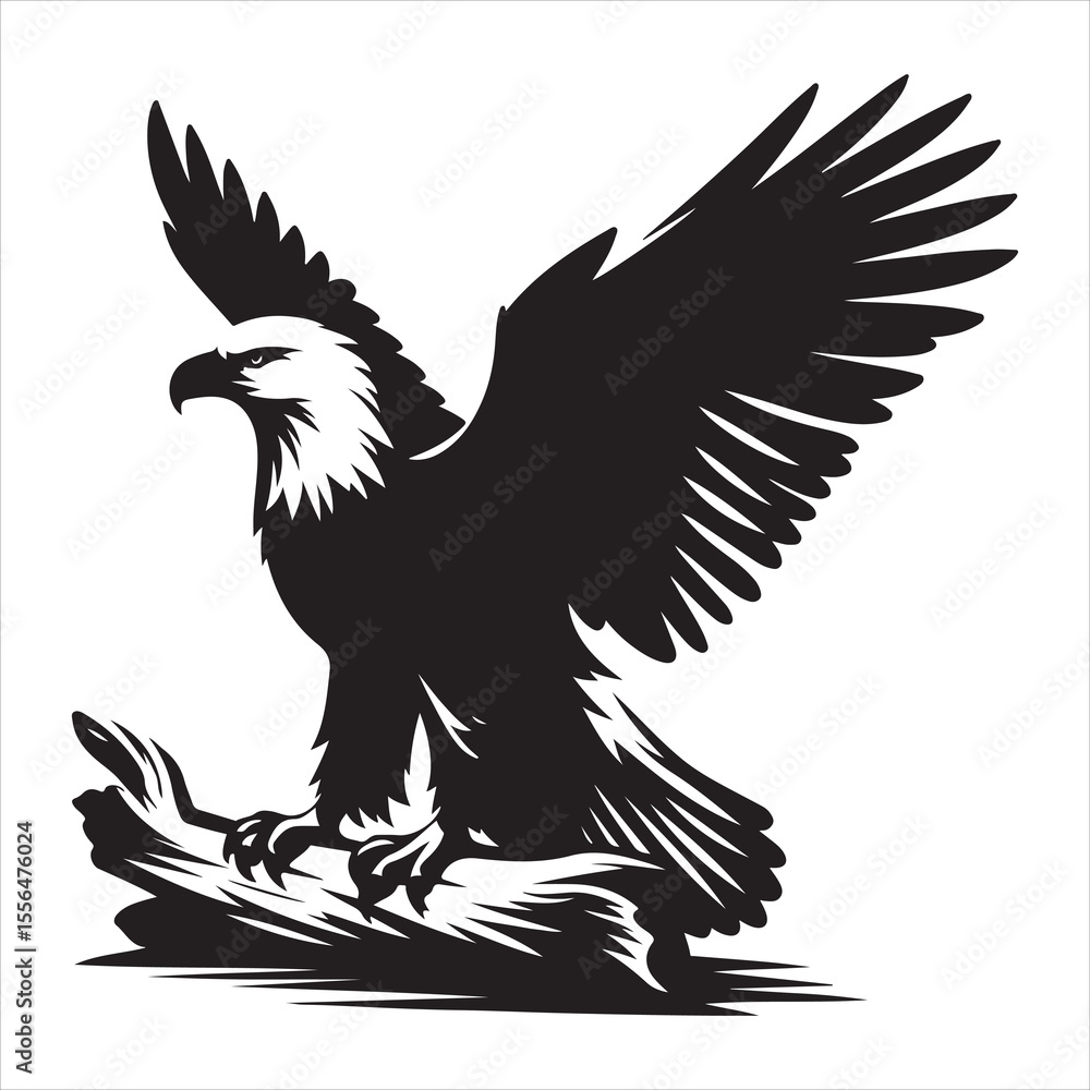 Obraz premium siting eagle Silhouette Vector Art, and Graphic, vector black color silhouette 