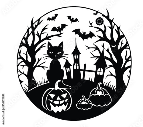 Halloween witch stirring a glowing pumpkin cauldron, cartoon vector.

