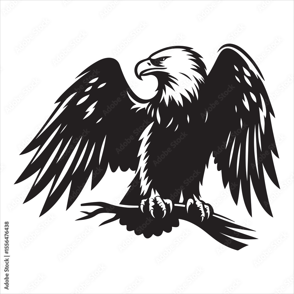 Fototapeta premium siting eagle Silhouette Vector Art, and Graphic, vector black color silhouette