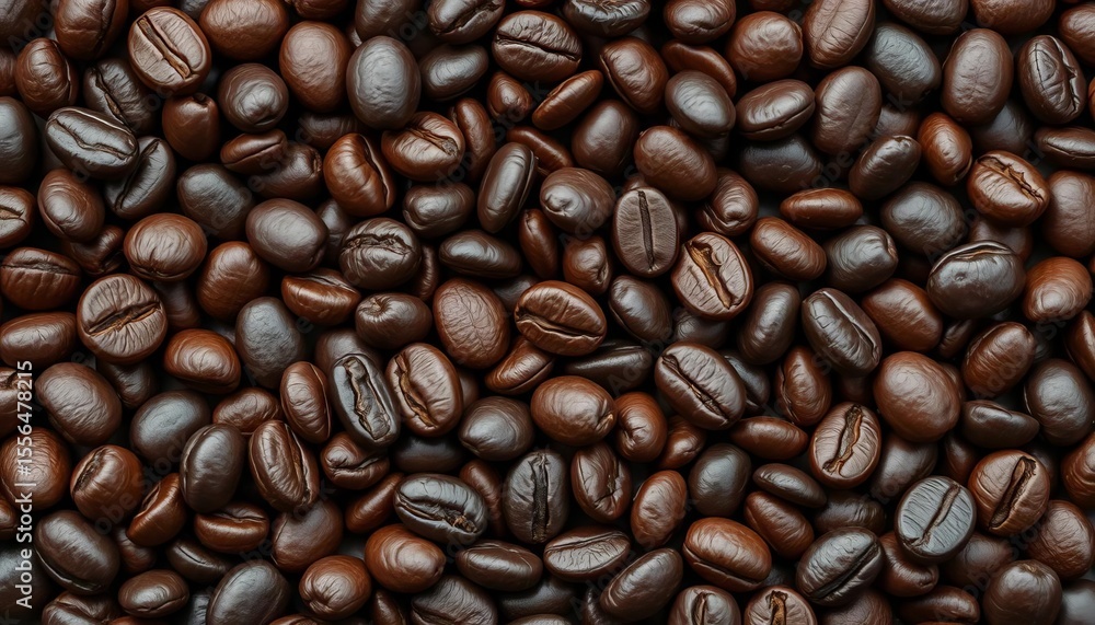 Naklejka premium Close-up vector seamless pattern of dark roasted coffee beans, wallpaper, pattern