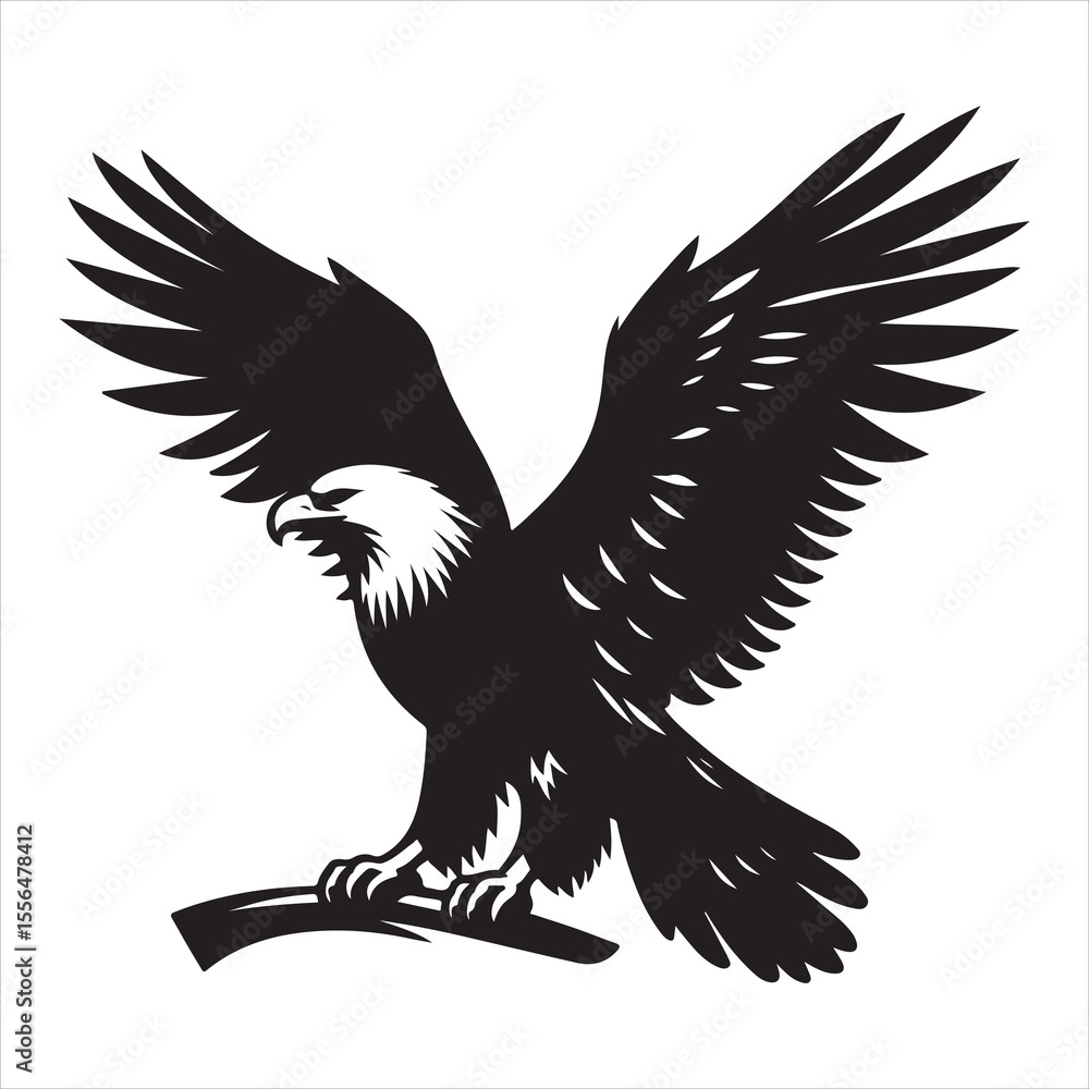Obraz premium siting eagle Silhouette Vector Art, and Graphic, vector black color silhouette 