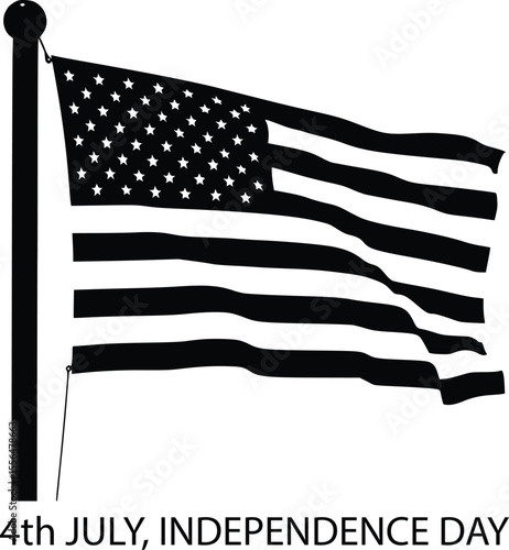 Waving Flag Silhouette - American Patriotism