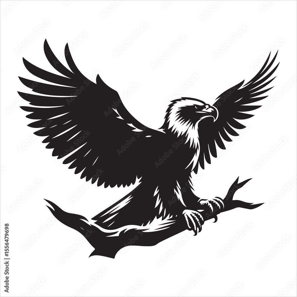 Obraz premium siting eagle Silhouette Vector Art, and Graphic, vector black color silhouette 