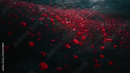Red flower field landscape