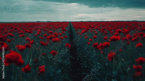Red poppy field landscape