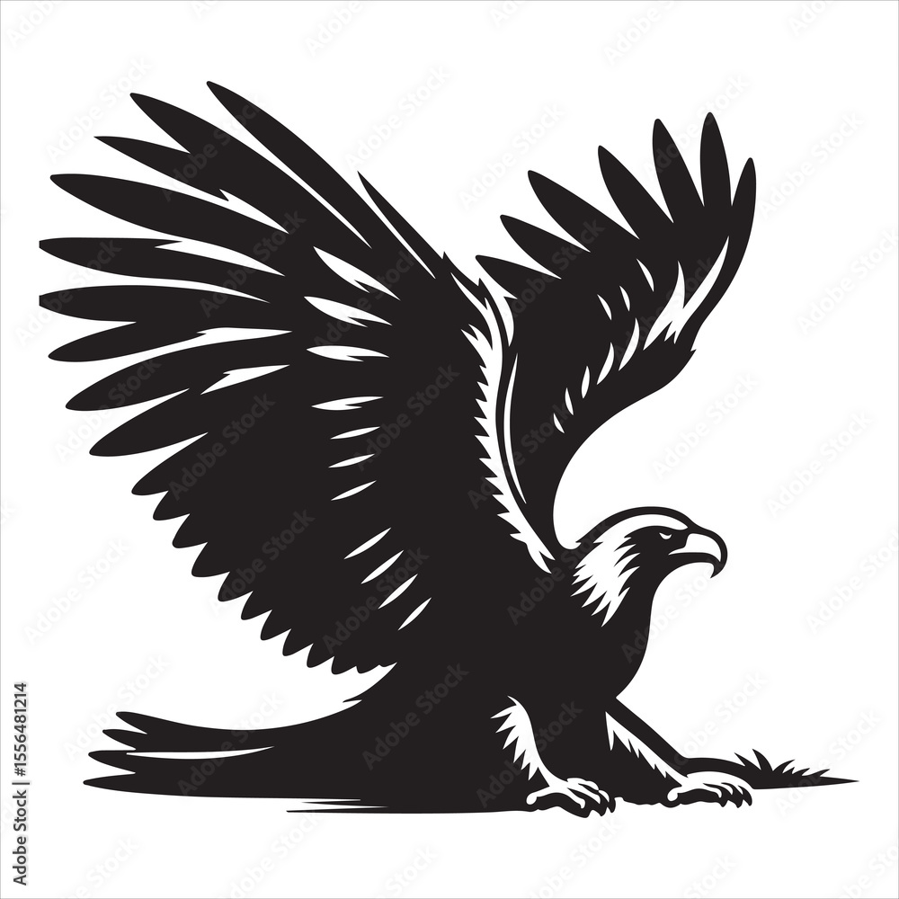Obraz premium siting eagle Silhouette Vector Art, and Graphic, vector black color silhouette