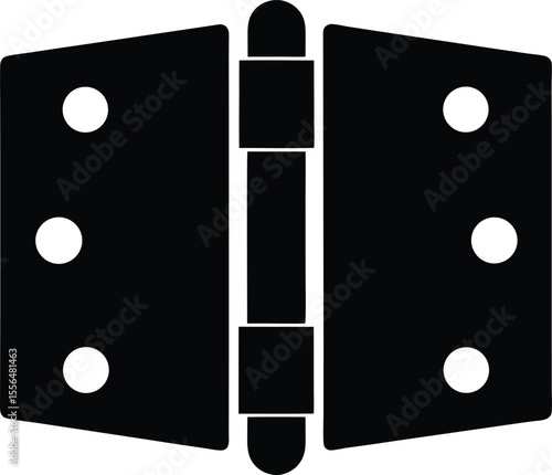Simple metal hinge hardware equipment component silhouette vector illustration