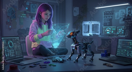 Tech enthusiast crafting robotic companion