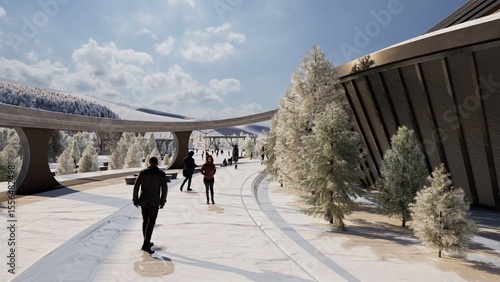 people walking in winter park