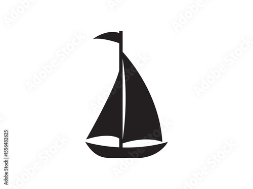 Black Silhouette of a Sailboat with a Flag white watercraft