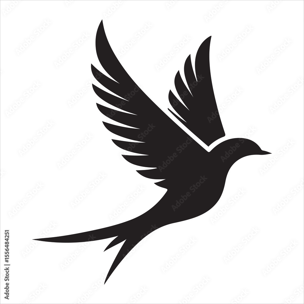 Obraz premium Side view of a perched bird vector silhouette on a branch, black colour vactor 