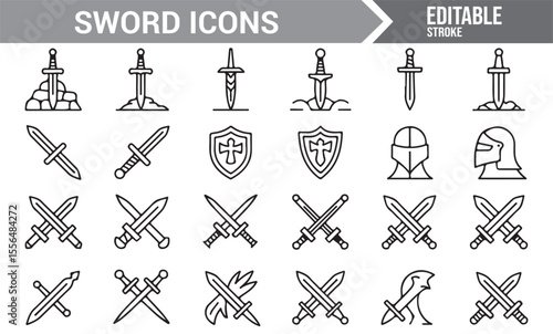 Sword and Knight Theme Icons for Web Design, Game Design, and Illustrations