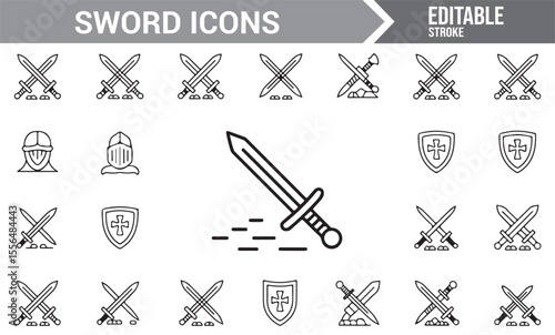 Fantasy and Medieval Sword Icons Collection for Digital and Print Design