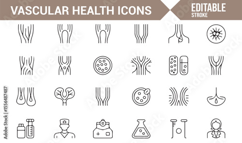 Icons illustrating blood vessels, arteries, and cardiovascular health