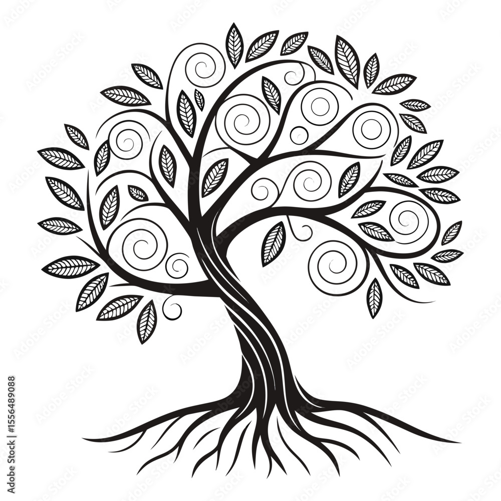 Fototapeta premium vector tree with floral elements