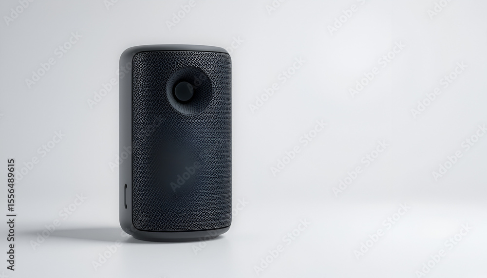 Obraz premium Portable Bluetooth Speaker on a White Background with Copy Space.